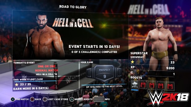 ROAD TO GLORY (MAIN EVENT SCREEN EXAMPLE)